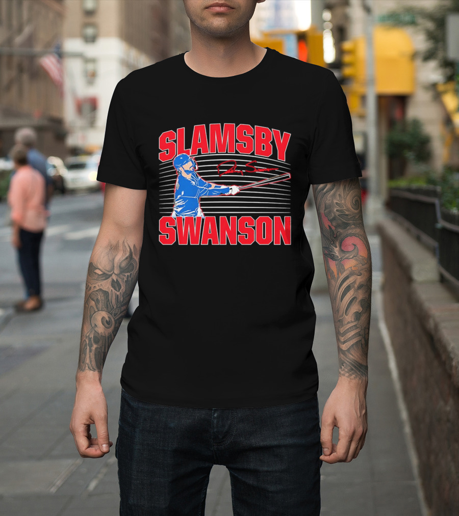 Dansby Swanson Chicago Cubs Slamsby Baseball Slugger 2 3 Swing T-Shirt