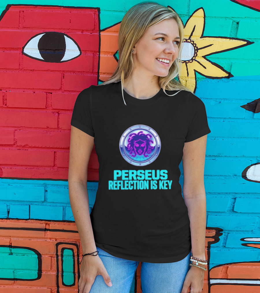 Perseus Reflection Is Key Medusa Mythology Greek Shield T-Shirt