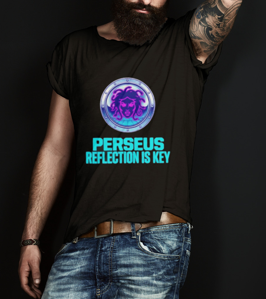 Perseus Reflection Is Key Medusa Mythology Greek Shield T-Shirt