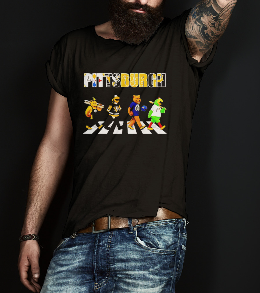 Pittsburgh Steelers Penguins Pitt Panthers Pirates Characters Abbey Road Walk T-Shirt
