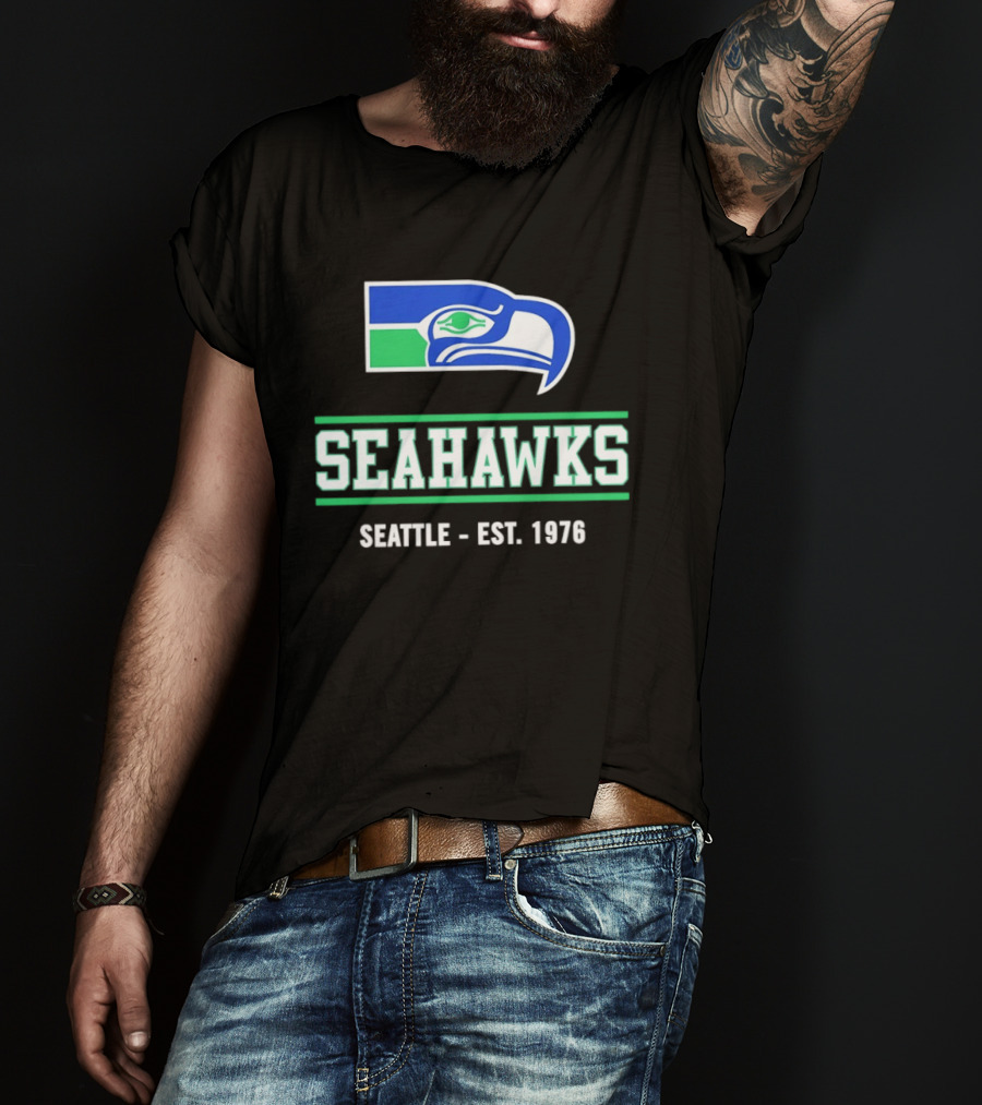 Seattle Seahawks Est 1976 Retro Team Logo Classic NFL Fan T-Shirt