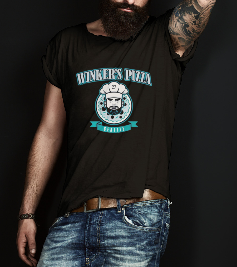 Winker's Pizza Seattle Mariners Jesse Winker 27 Chef T-Shirt
