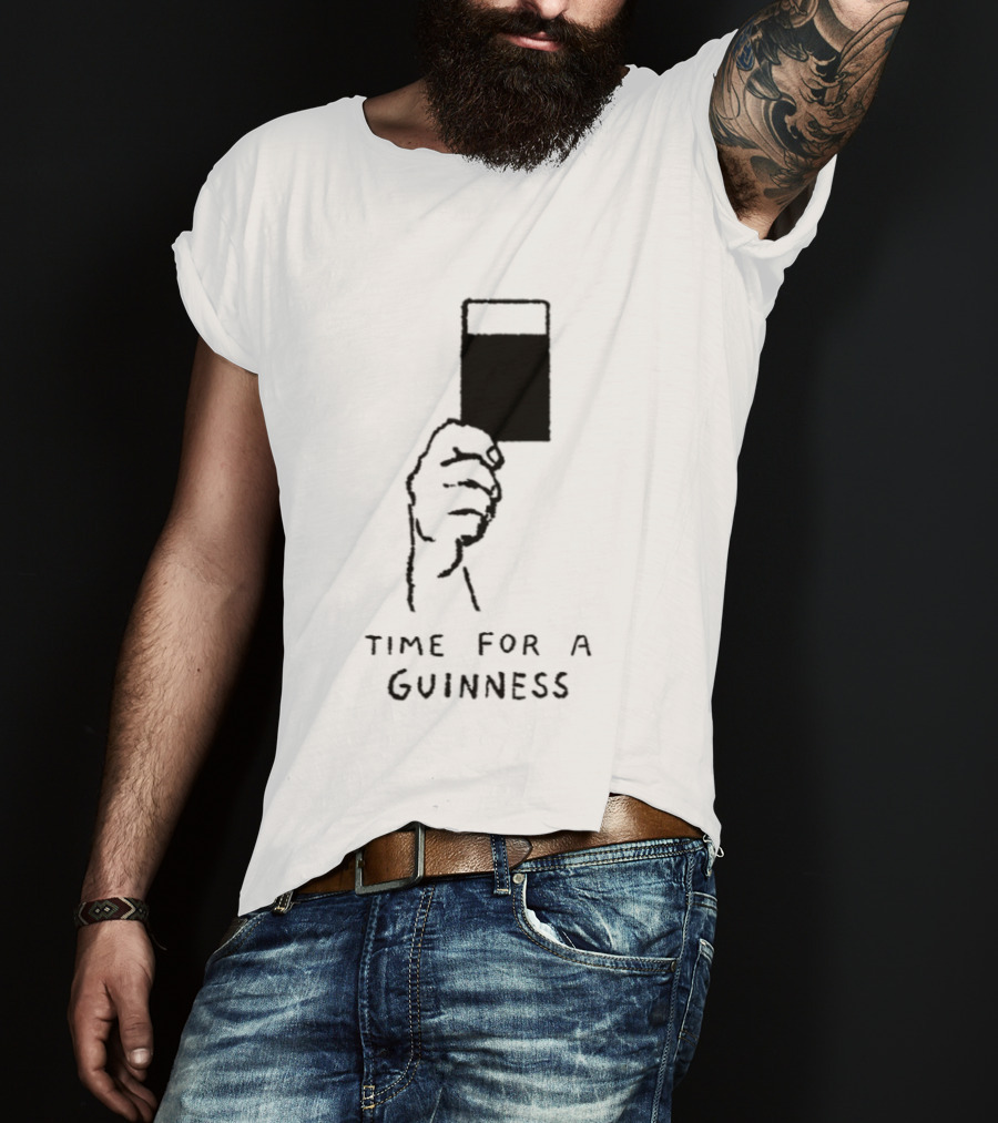 Time For A Guinness Beer Stout Irish Pub Cheers Hand Holding Pint T-Shirt