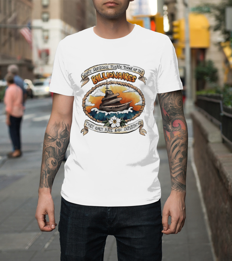 Won't Someone Please Think Of The Billionaires They Only Have 6000 Superyachts Vintage Superyacht Sunset Ocean Waves T-Shirt
