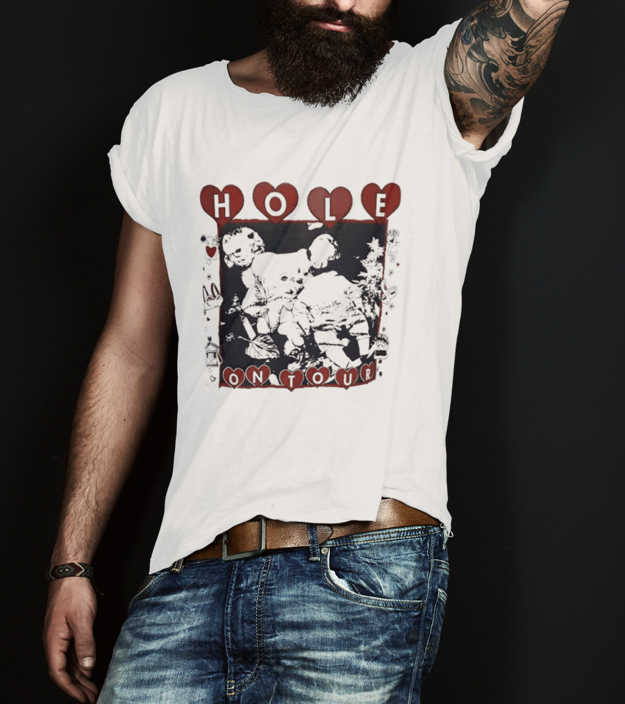 Hole Band Courtney Love On Tour Hearts T-Shirt