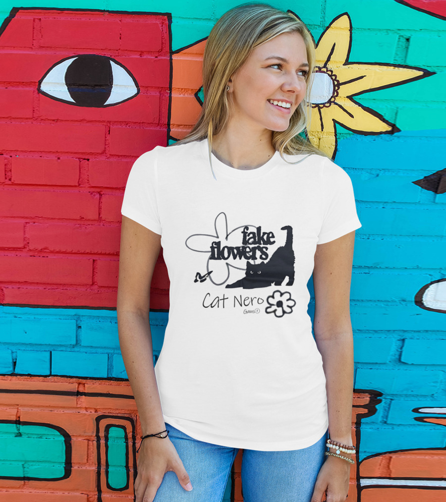 Cat Nero Fake Flowers Gains Floral Aesthetic Butterfly T-Shirt