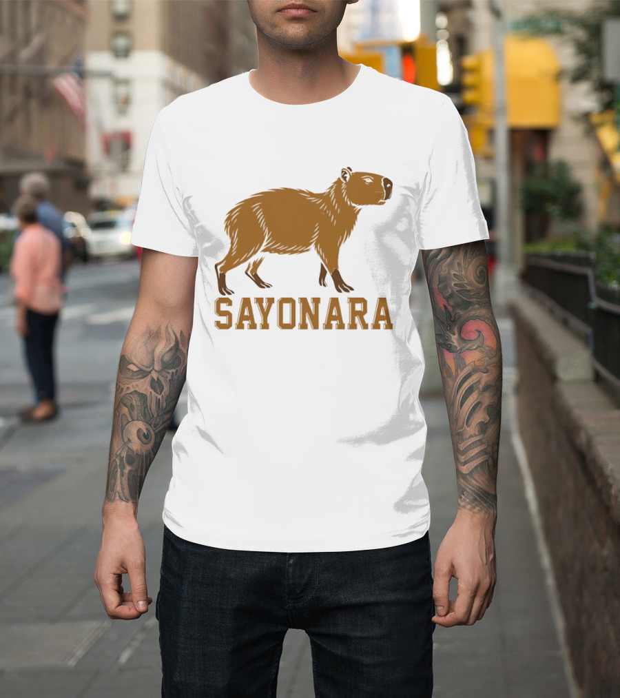 Sayonara Capybara Brown Rodent Farewell T-Shirt