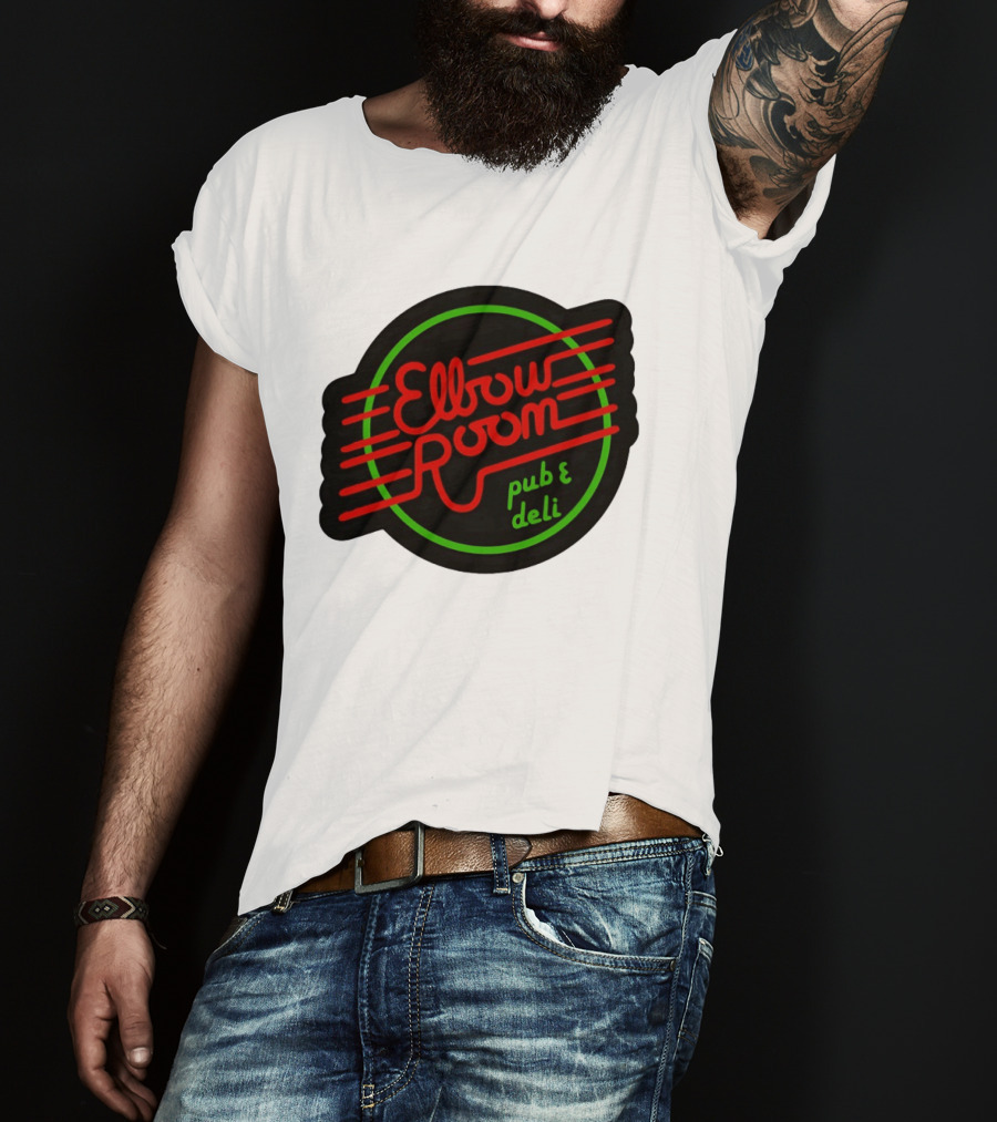Elbow Room Pub And Deli Neon Sign Red And Green Circle T-Shirt