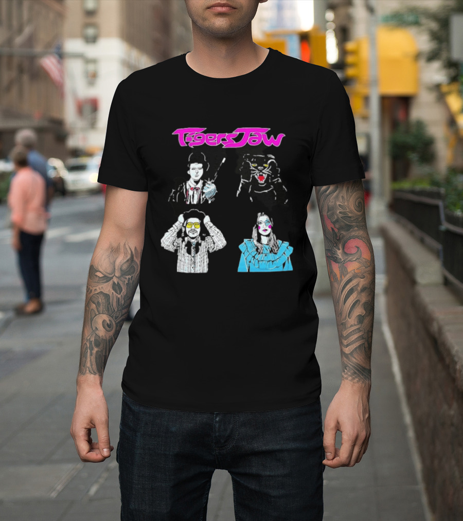 Tigers Jaw Band Members Indie Rock Retro Style Illustrated Portraits T-Shirt