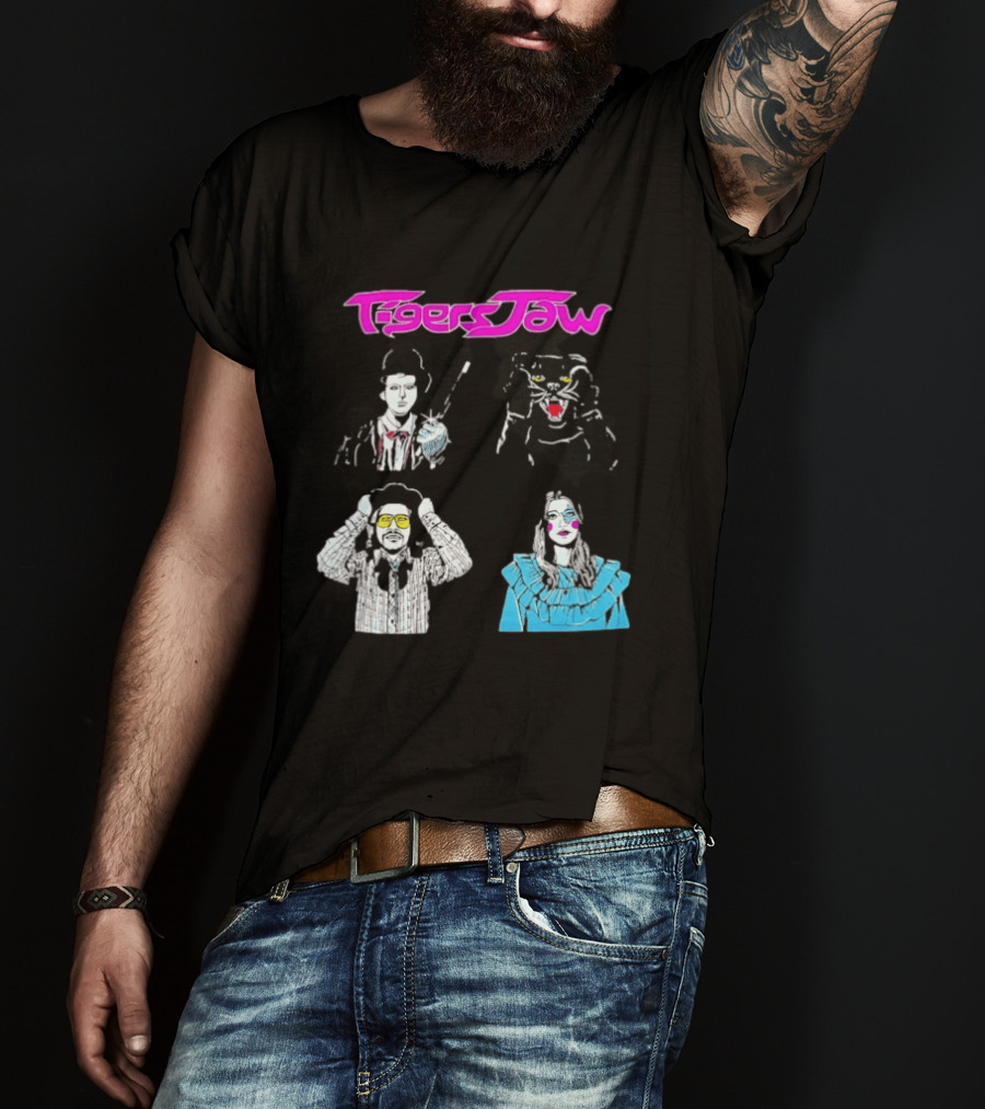 Tigers Jaw Band Members Indie Rock Retro Style Illustrated Portraits T-Shirt