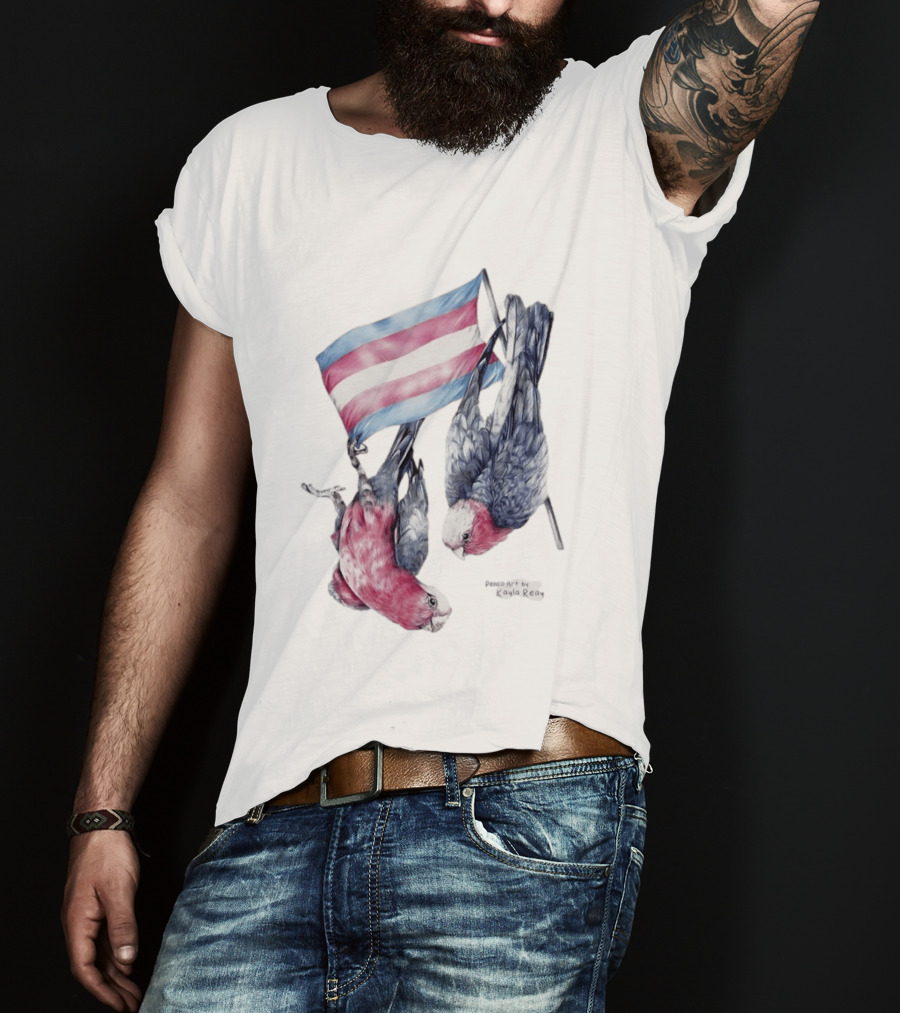 Trans Pride Flag Galah Parrots By Kayla Reay T-Shirt
