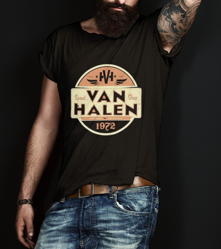 Van Halen Speed Shop Pasadena California 1972 T-Shirt