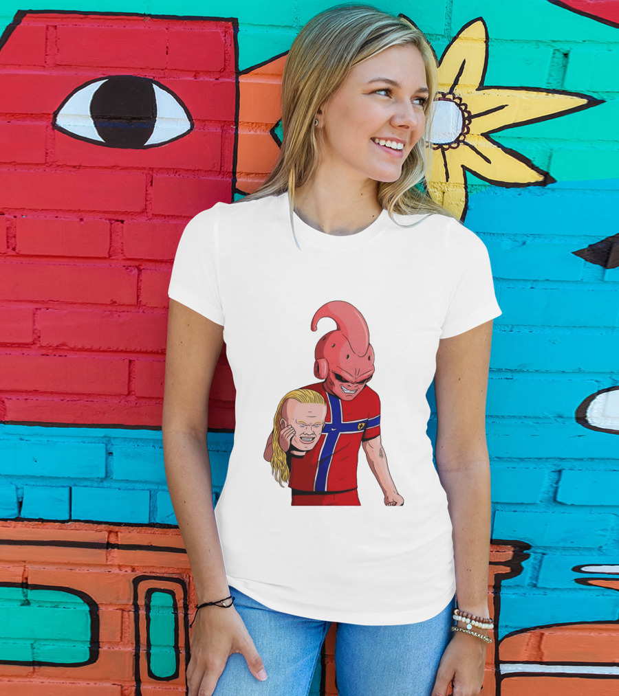 Majin Buu Holding Erling Haaland With Norway Football Jersey T-Shirt