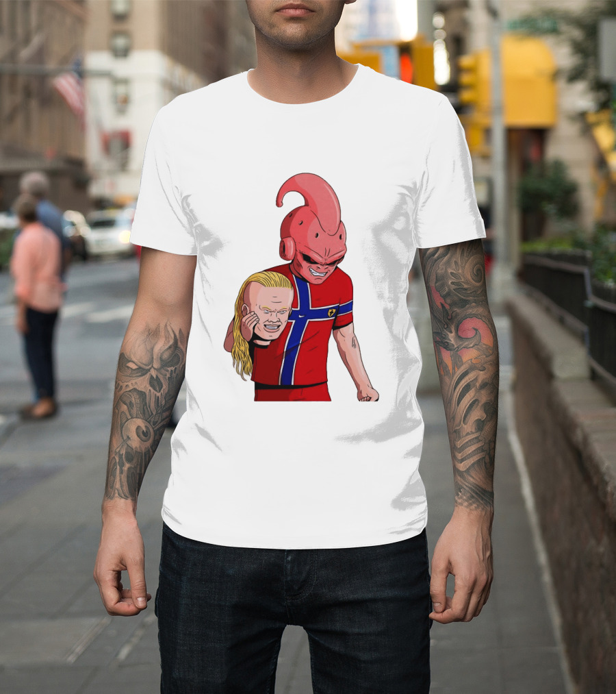 Majin Buu Holding Erling Haaland With Norway Football Jersey T-Shirt