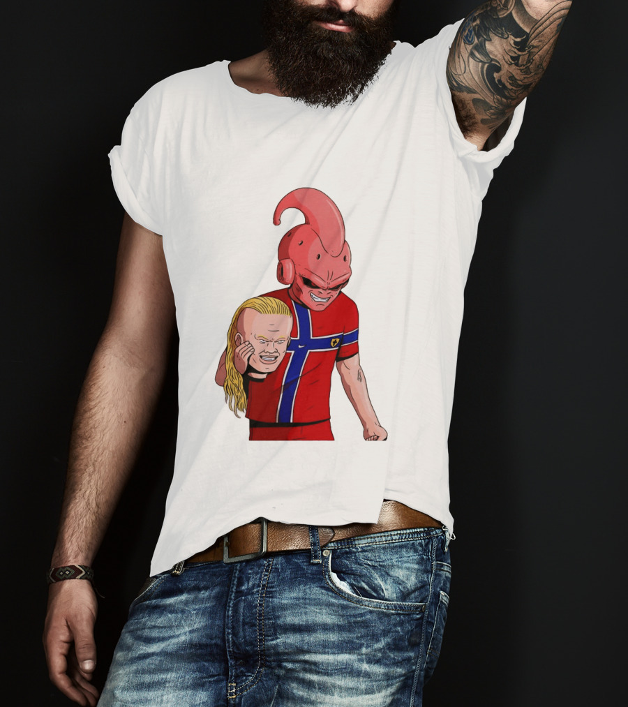 Majin Buu Holding Erling Haaland With Norway Football Jersey T-Shirt