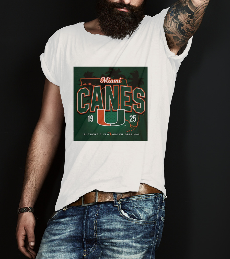 Miami Hurricanes Canes U Authentic Flo Grown 1925 Palm Trees T-Shirt