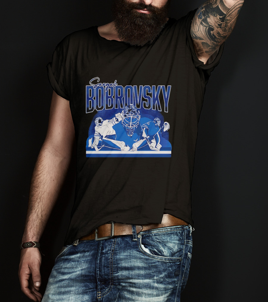 Sergei Bobrovsky Number 72 Blue And White Hockey Goalie Action Toronto Maple Leafs NHL T-Shirt
