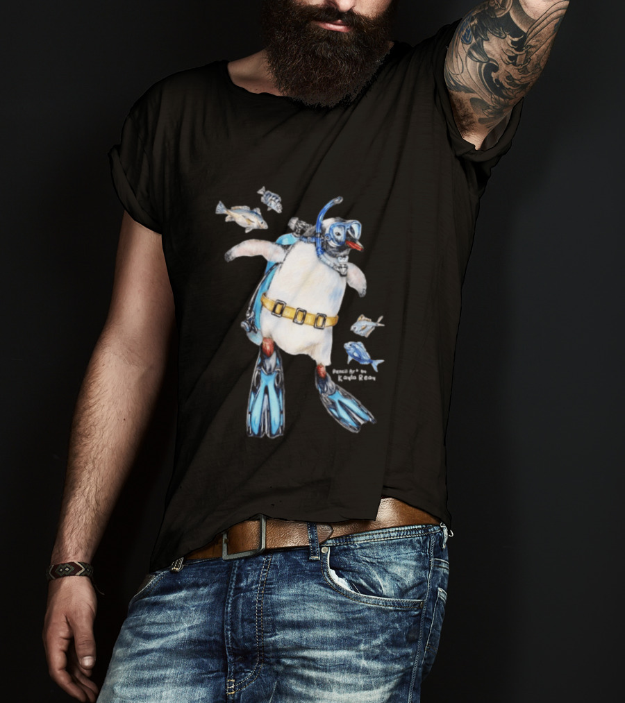 Sullivan The Scuba Diver Penguin By Kayla Reay T-Shirt