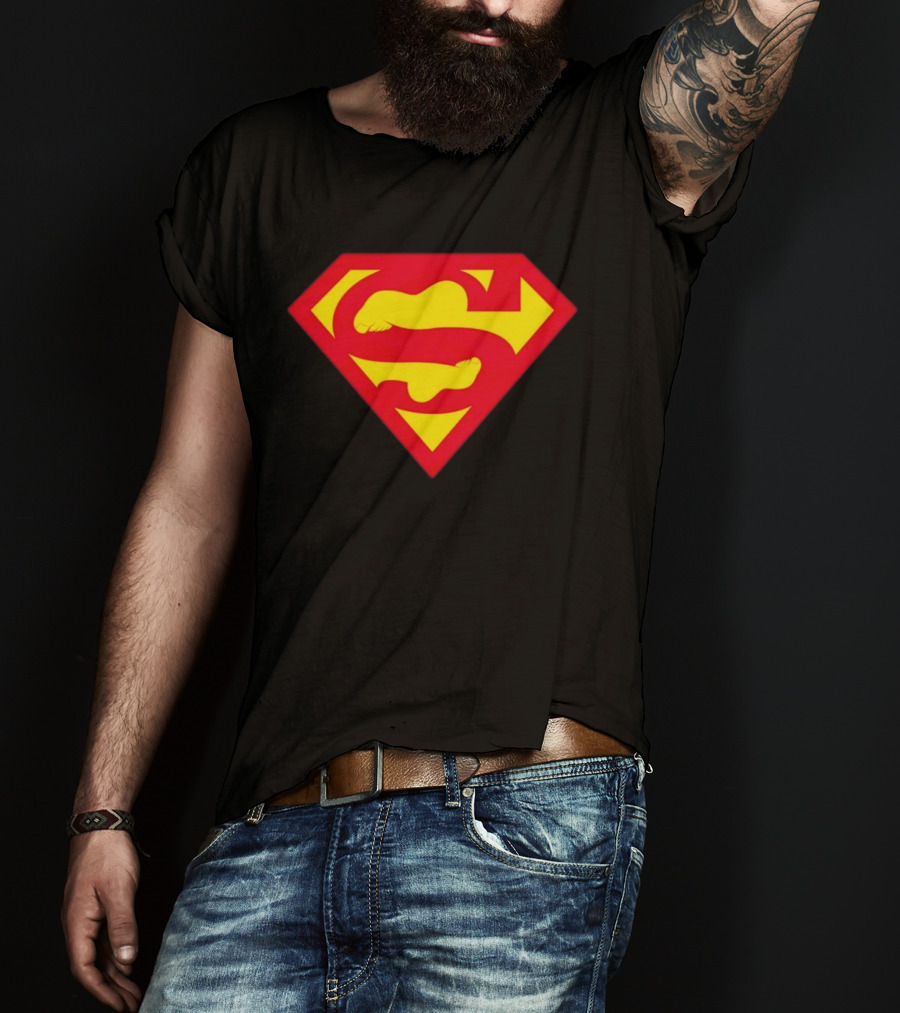 Superfeet Superman Inspired Red Yellow Emblem With Feet T-Shirt