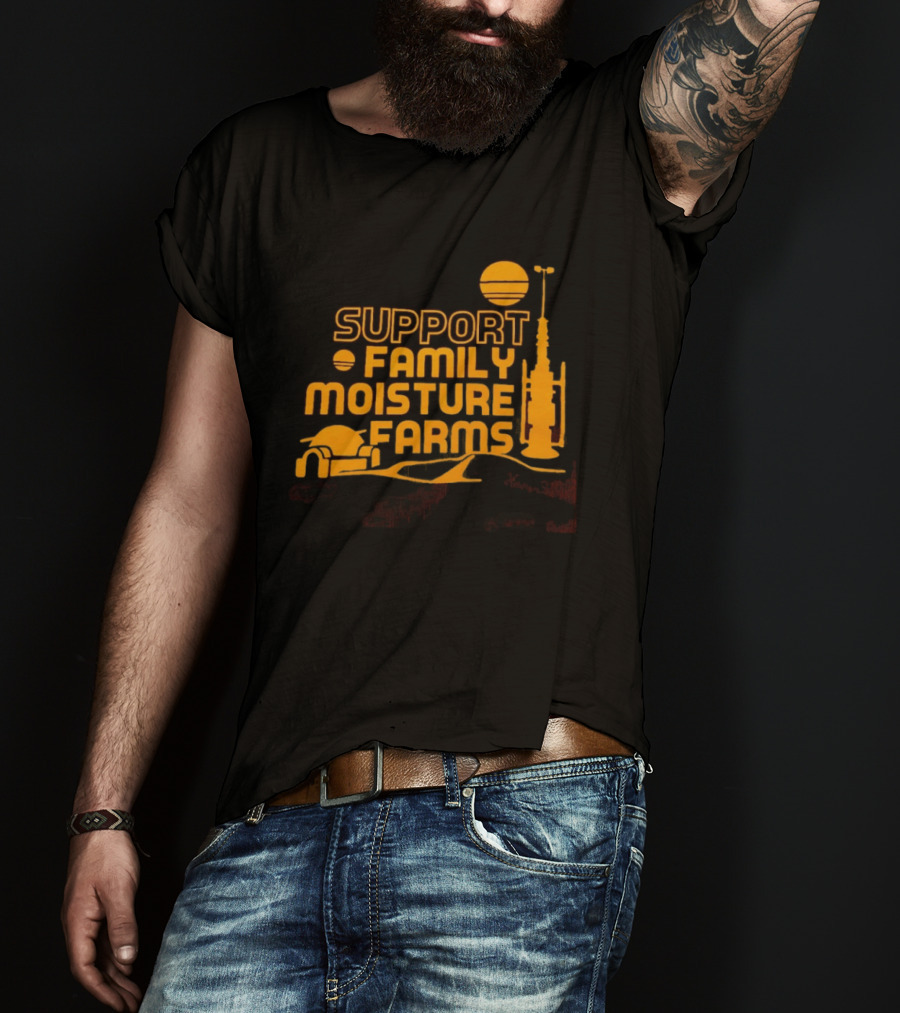 Support Family Moisture Farms Tatooine Landspeeder Sunset Scene T-Shirt