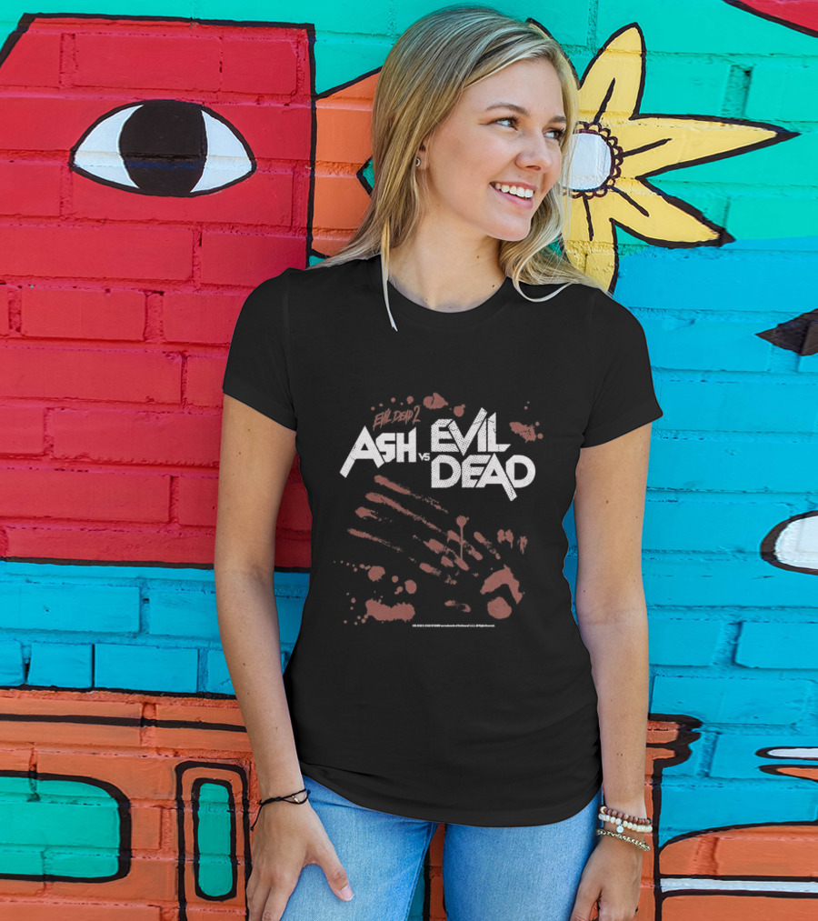 Ash Vs Evil Dead Bloody Handprint Scary Movie Cult Classic Horror T-Shirt