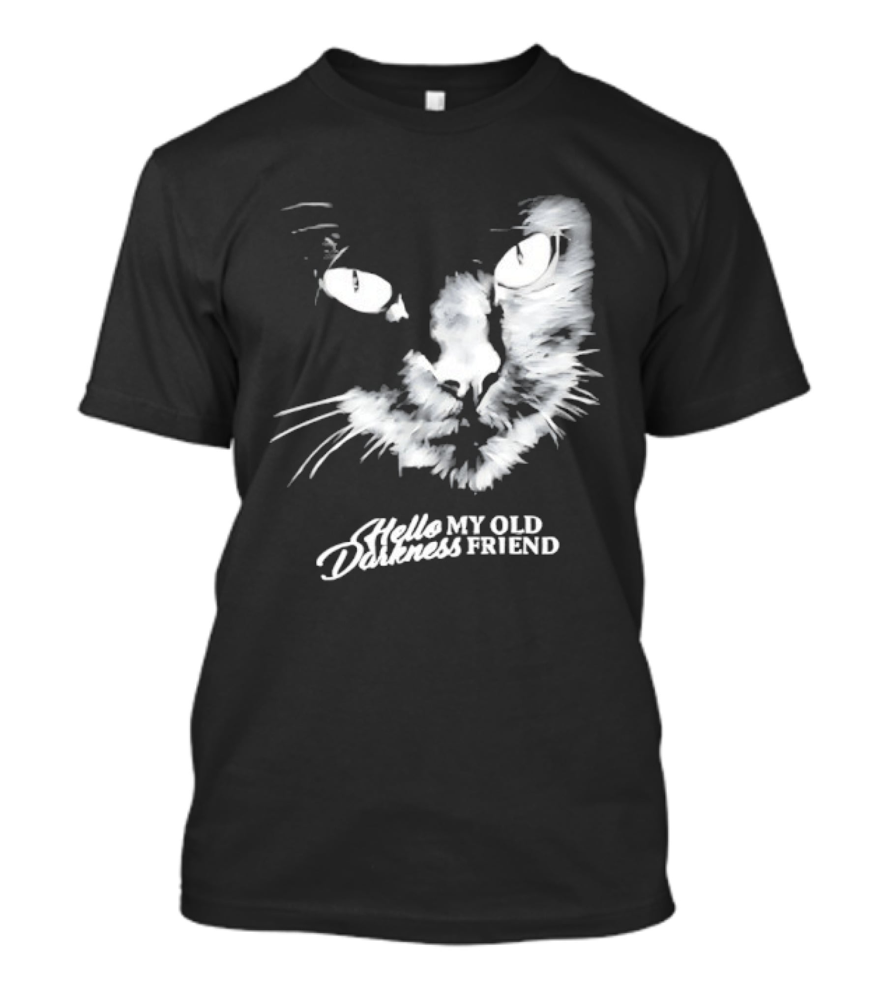 Hello Darkness My Old Friend Cat Face Simon And Garfunkel T-Shirt