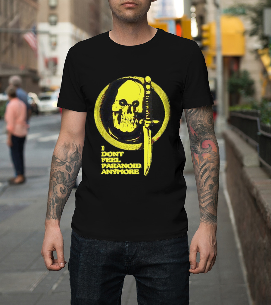 I Don't Feel Paranoid Anymore Skull Dagger Retro Horror Vibe T-Shirt