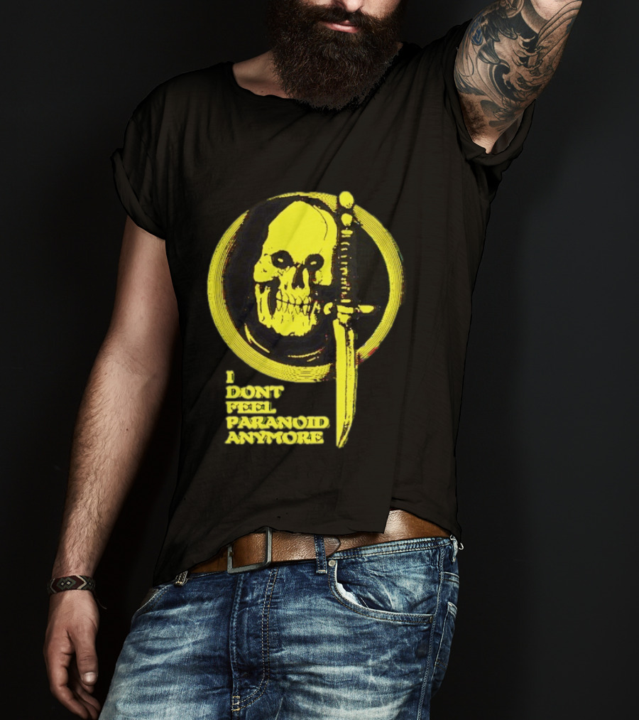 I Don't Feel Paranoid Anymore Skull Dagger Retro Horror Vibe T-Shirt