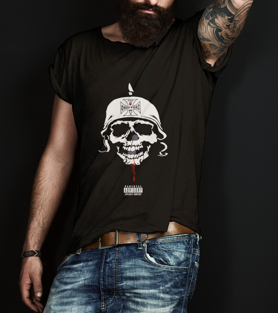 Parental Advisory I Love Choppas NY Skull Helmet T-Shirt