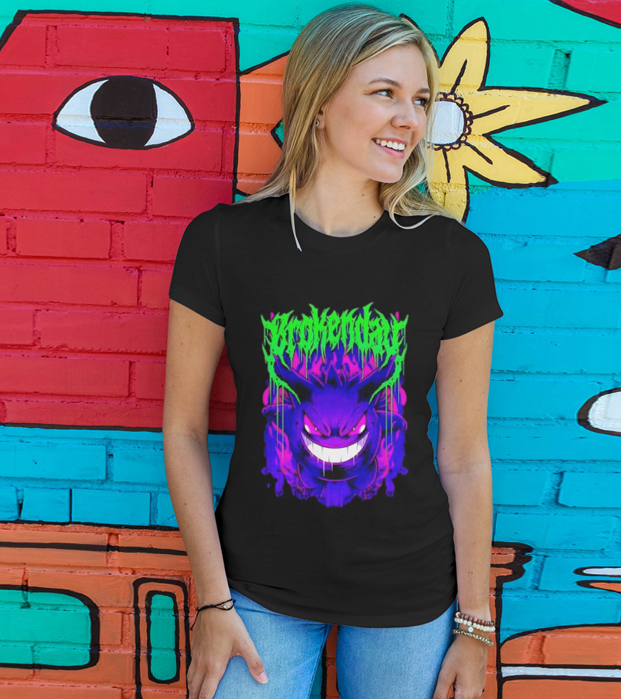 Brokey Day Gengar Pokemon Ghost Type Metal Band T-Shirt