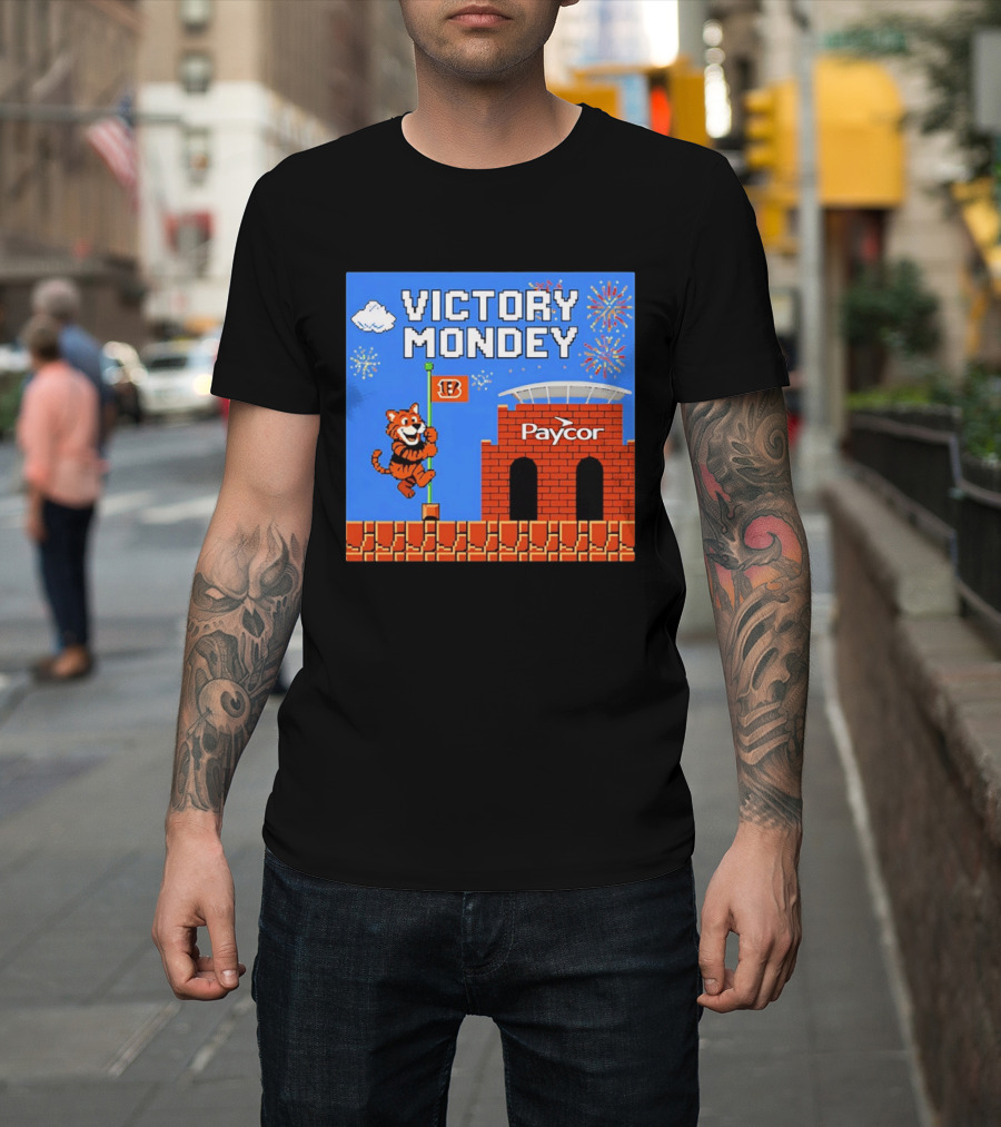 Cincinnati Bengals Victory Mondey Pixel Art Tiger Paycor Stadium Celebration T-Shirt