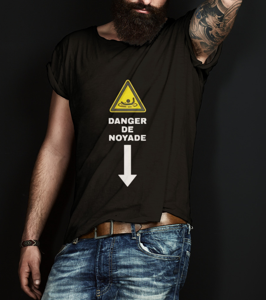 Danger De Noyade Drowning Hazard Triangle Warning T-Shirt