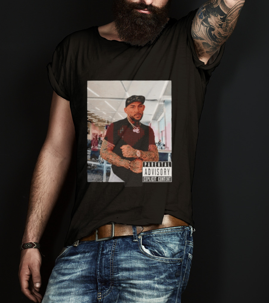 Dustin Poirier Parental Advisory Explicit Content Indoors Tattooed Man With Chain And T-Shirt