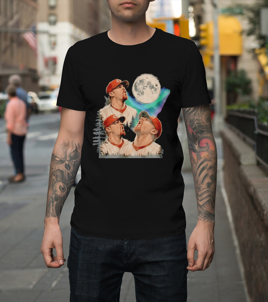 Baseball Player 43 Moon Howling Forest T-Shirt