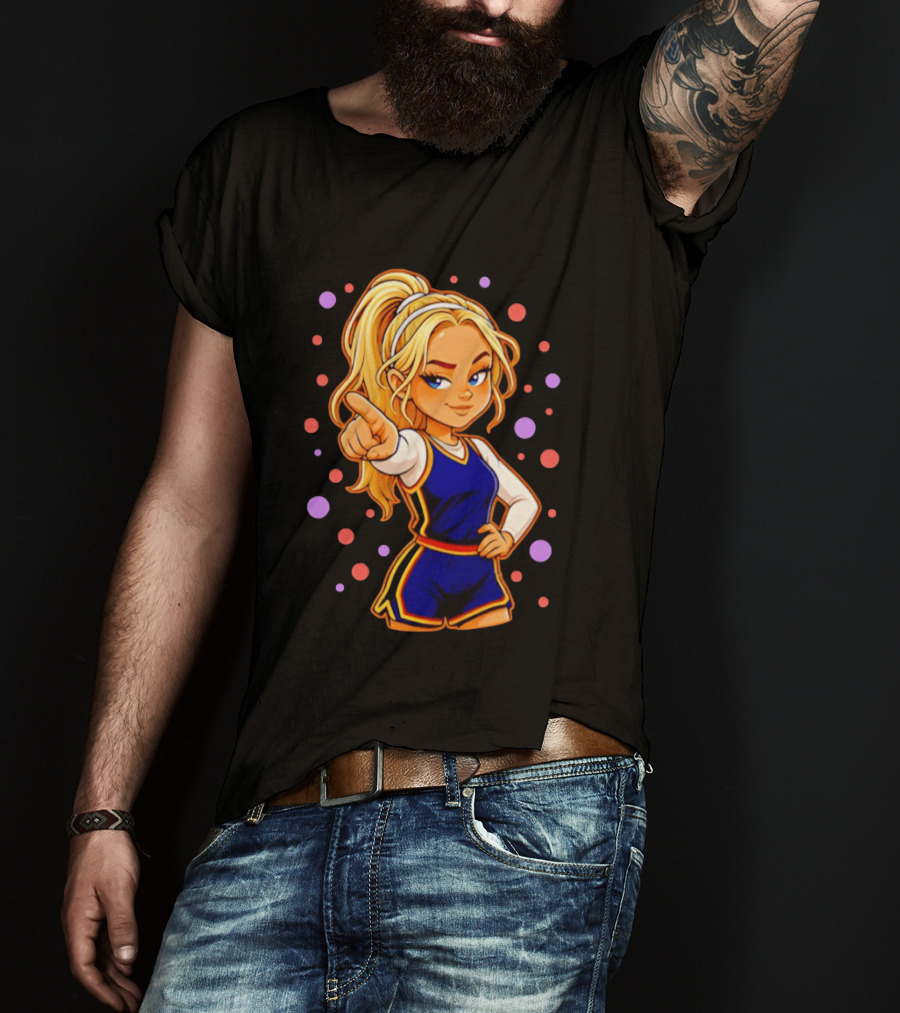 Chibi Sophie Cunningham Pointing In Basketball Uniform With Ponytail T-Shirt
