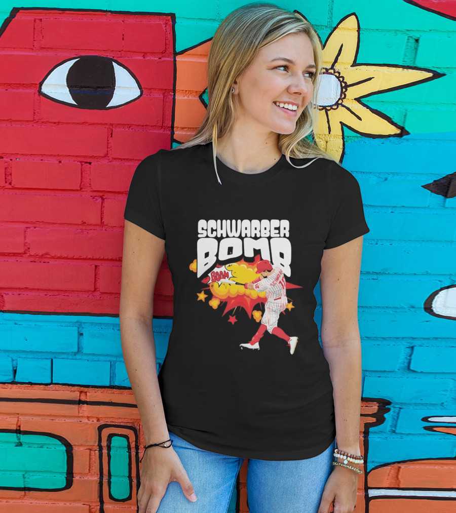 Schwarber Bomb Boom Baseball Philadelphia Phillies Player Action T-Shirt