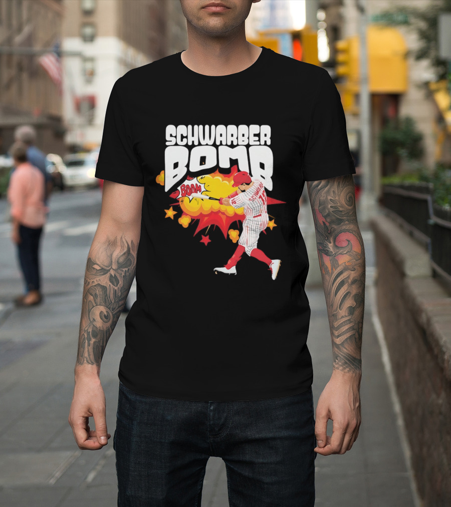 Schwarber Bomb Boom Baseball Philadelphia Phillies Player Action T-Shirt