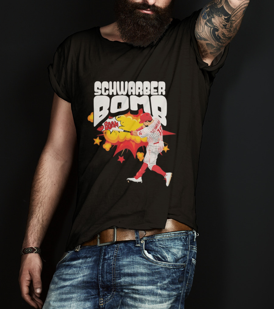 Schwarber Bomb Boom Baseball Philadelphia Phillies Player Action T-Shirt