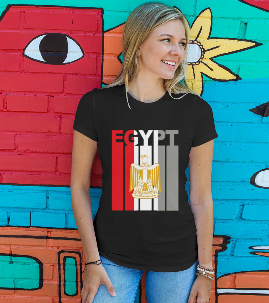 Egypt Flag Colors With Eagle Coat Of Arms T-Shirt