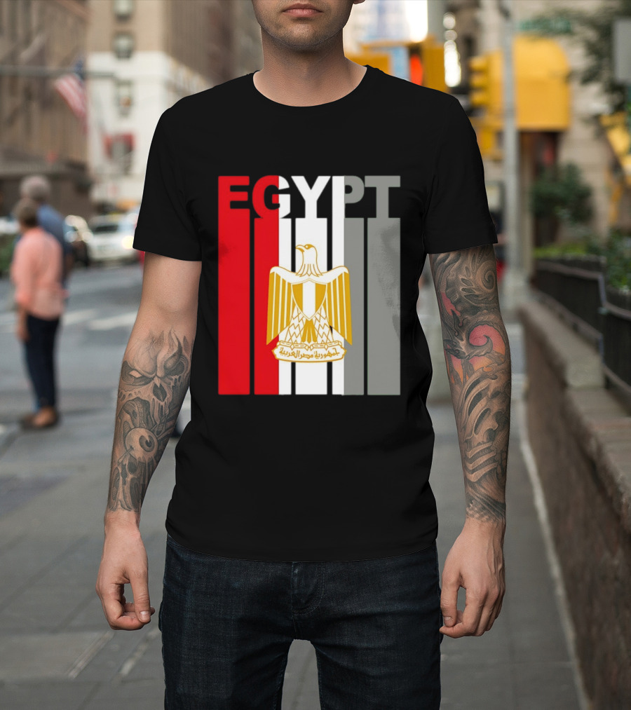 Egypt Flag Colors With Eagle Coat Of Arms T-Shirt