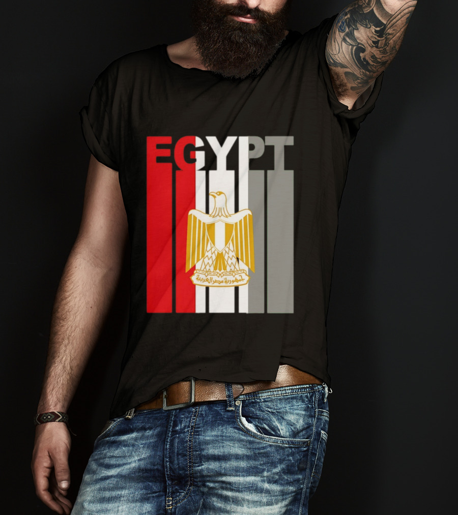 Egypt Flag Colors With Eagle Coat Of Arms T-Shirt