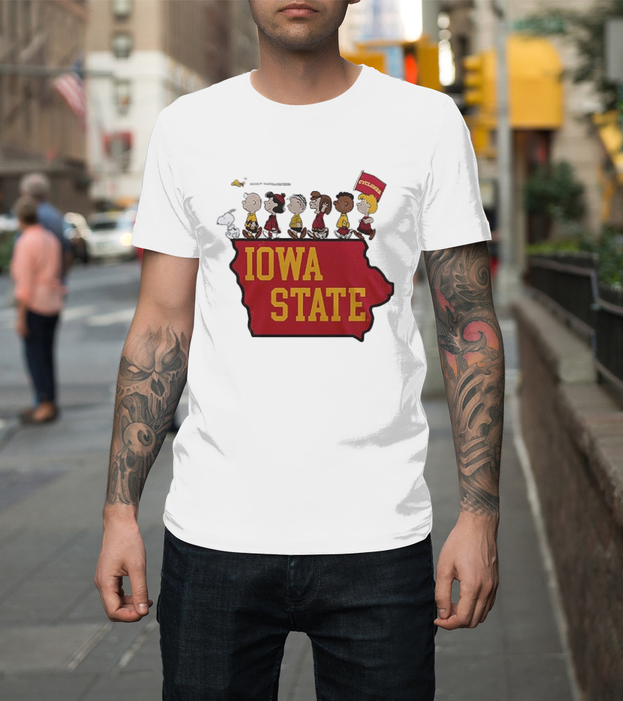 Iowa State Cyclones Peanuts Characters Marching With Snoopy And Friends T-Shirt