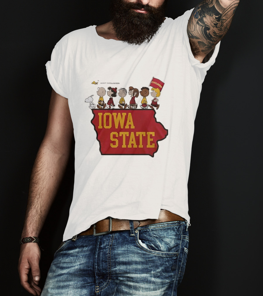 Iowa State Cyclones Peanuts Characters Marching With Snoopy And Friends T-Shirt