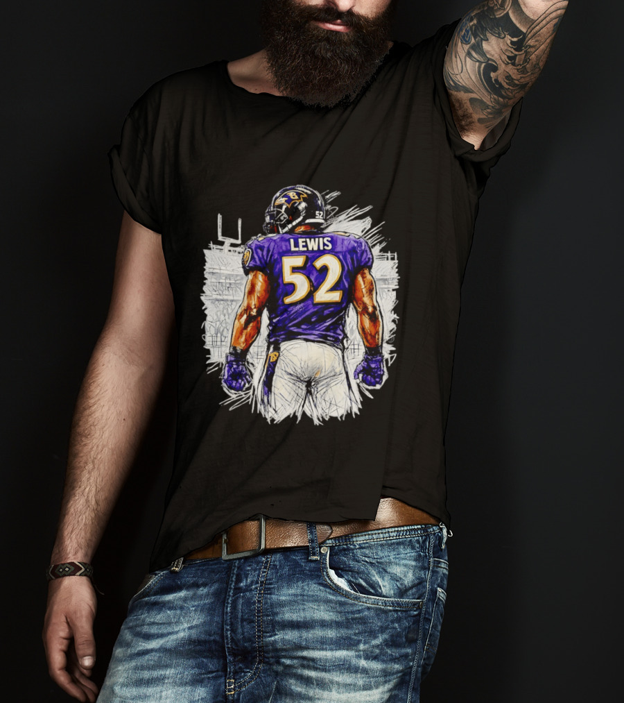 Ray Lewis Baltimore Ravens 52 Lewis Football Legendary Linebacker Ravens NFL Team T-Shirt