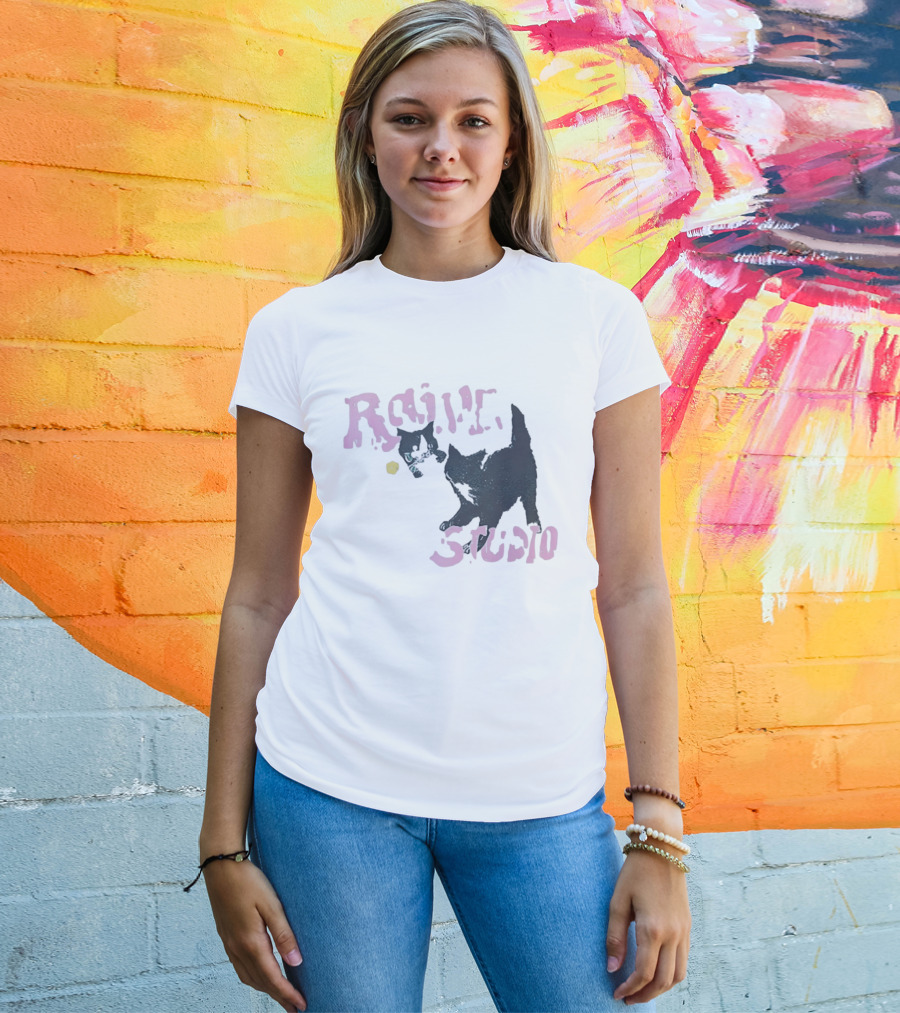 Raive Studio Cats Kitten Playful Black Cat T-Shirt