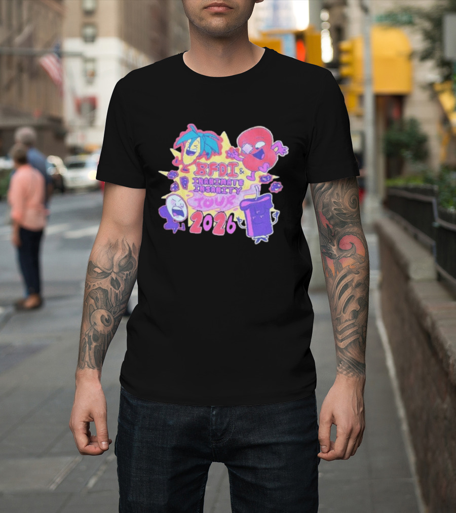BFDI & Inanimate Insanity Tour 2026 Characters And Fun Adventure T-Shirt