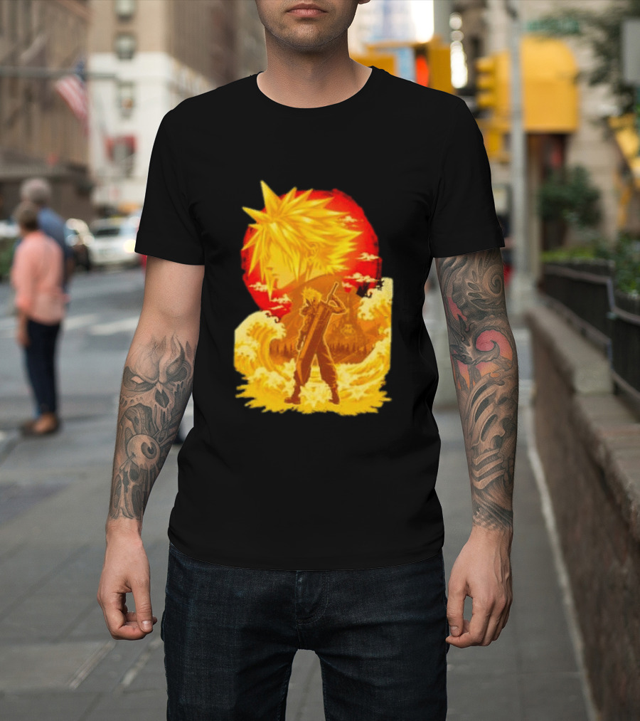 Cloud Strife Final Fantasy VII Shinra Ukiyo E Wave T-Shirt