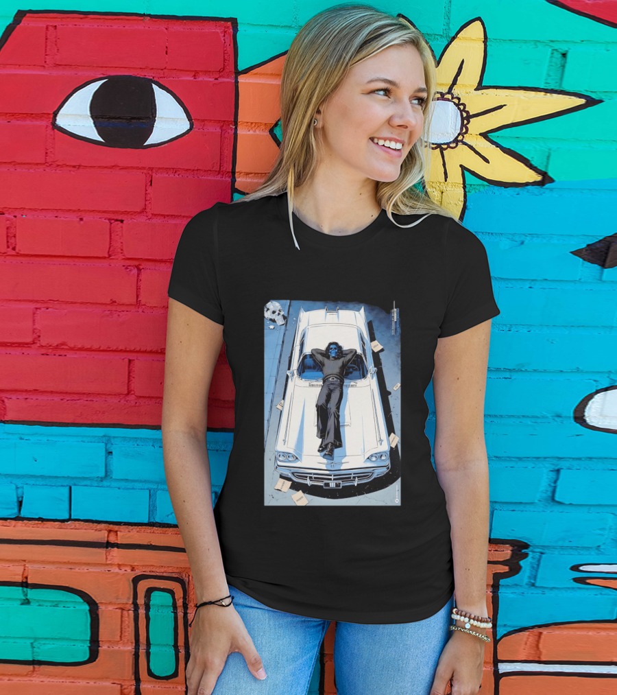 Filter Charlotte You Are The Content Now Tour Blue Skull Man On Classic Car T-Shirt