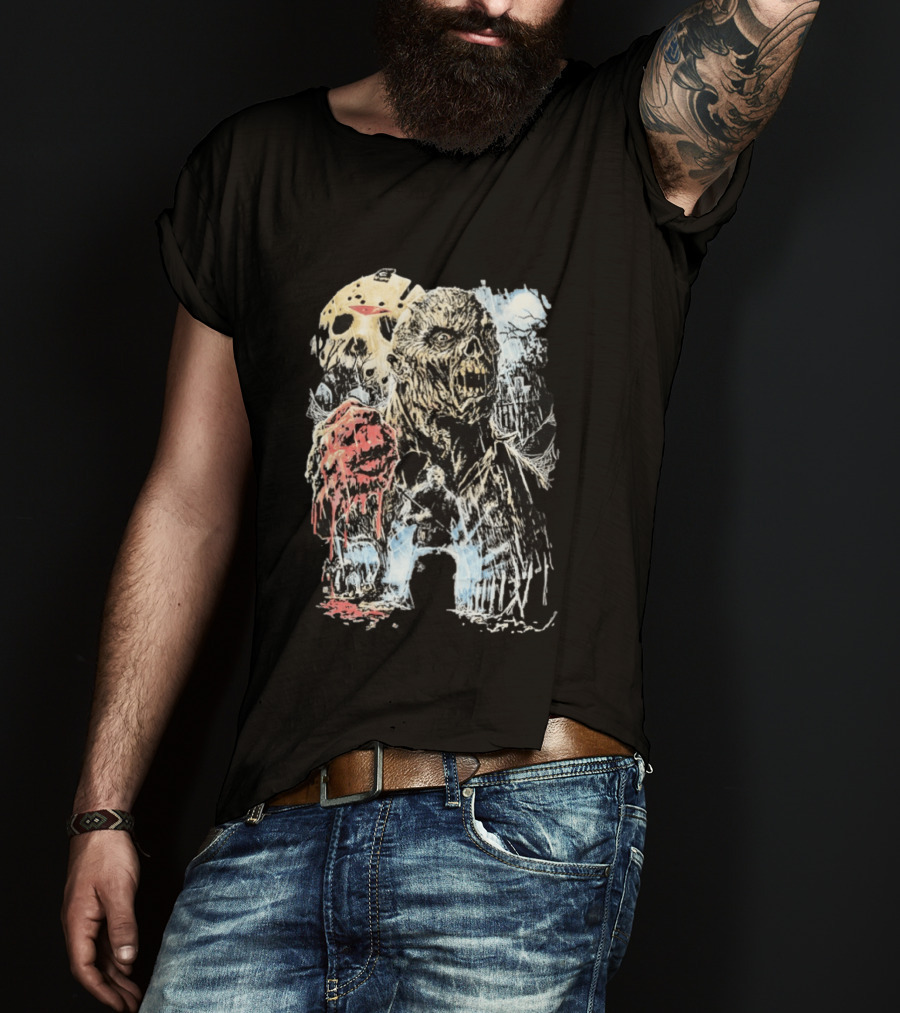 Jason Voorhees Classic Mask And Horror Icons Friday The 13th T-Shirt