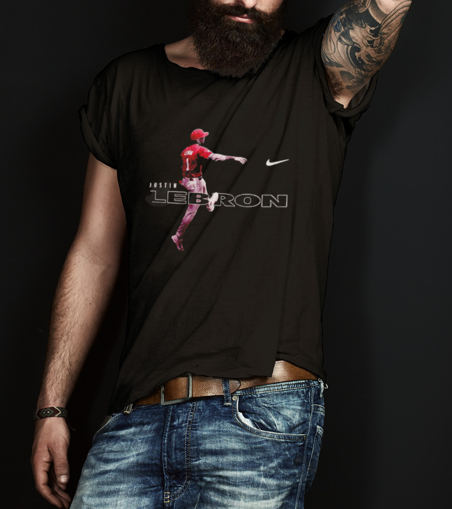 Justin Lebron 1 Baseball Athlete Nike Red Jersey T-Shirt